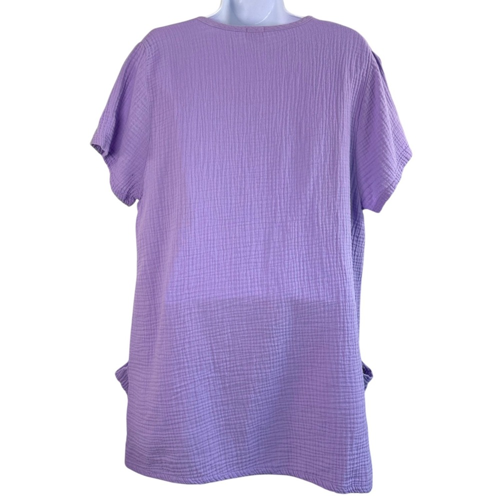 Et Lois Womens Tunic Top Sz M Purple Gauze Oversized Boho Cottage Pockets Lagom - Picture 3 of 6